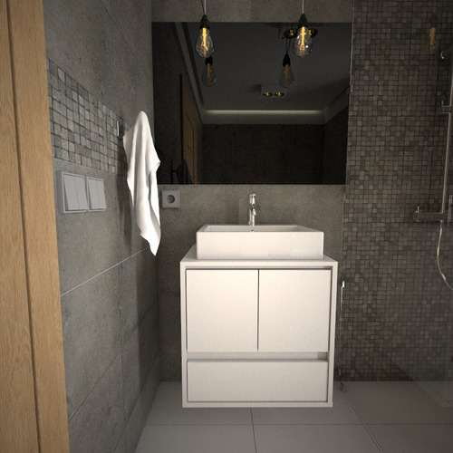 AMV mueble Vanitory flotante colgante baño para bacha apoyo blanco cantidad de agujeros para grifería sin agujeros mueble blanco Everest