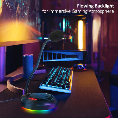 Micrófono Usb Rgb Silencioso Para Pc Y Ps