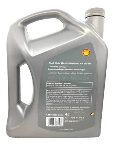 Imagen 2 de 5 de Aceite Shell Helix Hx8 5w40 Sintetico Original Volkswagen