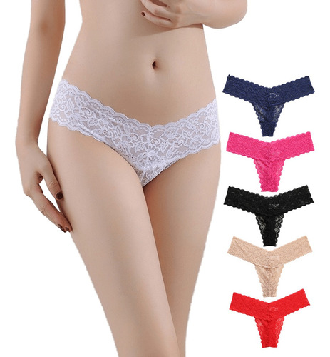 Calzones De Mujer Sexy Encaje Panty Fina Tangas Bragas 6pcs