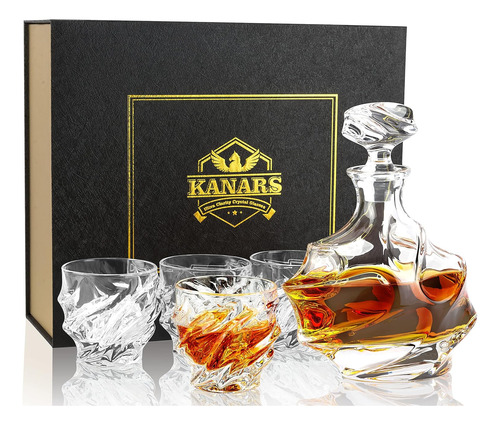 Decantador Para Bebidas Kanars, De Cristal, Con 4 Vasos