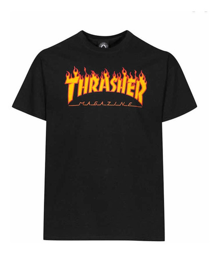 Remera Thrasher Orig Black Flame Kids. Envíos A Todo El País