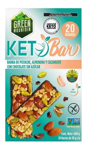 Keto bar proteinas 20 barras Green Mountain 600g