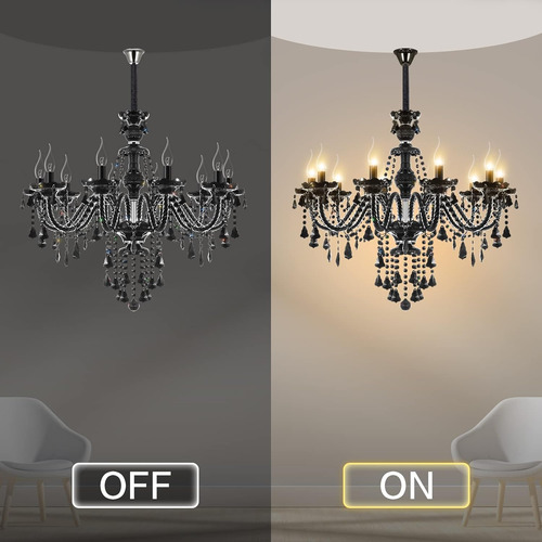 Ridgeyard 10 Luces De Cristal Estilo Vela Lámpara De Techo C