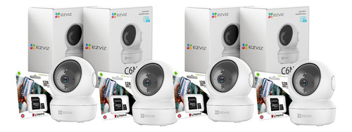 Kit 4 Camaras Seguridad Ip Ezviz C6n 360 Wifi + 4 Sd 128gb