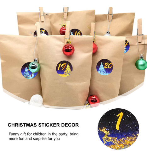 6 Hojas De Pegatinas Decorativas Con Números De Navidad Para