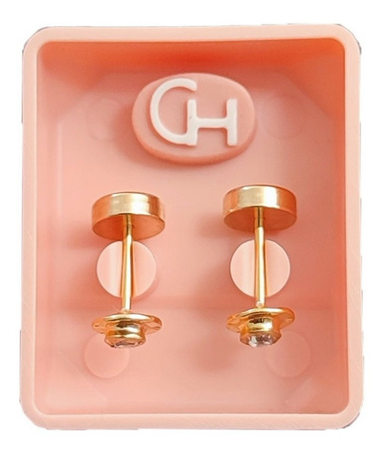 Aros Abridores Bebe Ch Perno Oro 18kts Piedra Chica 4mm