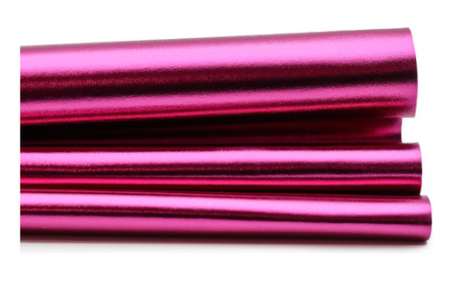 Tela Simil Cuero Napa Metalizada Fucsia Rollo 40mt X 1,4mt