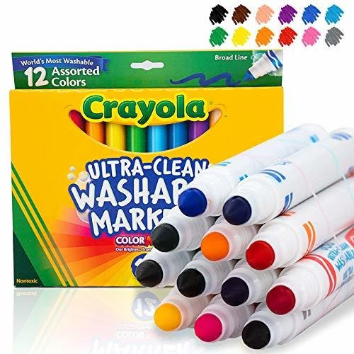 Set De 12 Marcadores Crayola Lavables, De Llínea Ancha