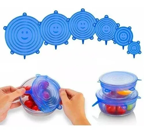 comprar Tapas Silicona Ollas Recipientes Pack X 6 Cocina Frutas