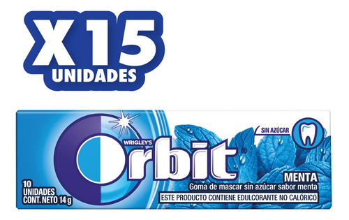 Orbit Chicle Sin Azúcar Sabor Menta 10un X 15 Paquetes