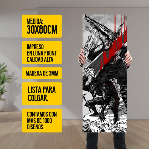 Cuadro Grande 30x80 Cm Berserk Guts Berserker Matadragones
