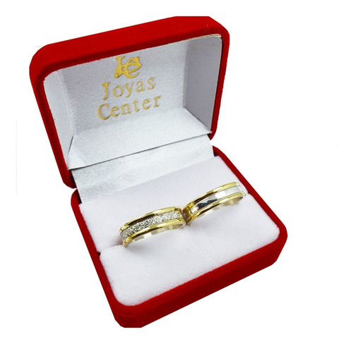 Imagen 3 de 8 de Alianzas Plata 925 Y Oro 18k El Par Grabado Y Estuche