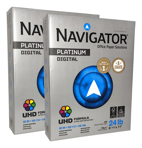 Papel Carta Navigator 90grs Bond Extra Blanco 1000 Hojas