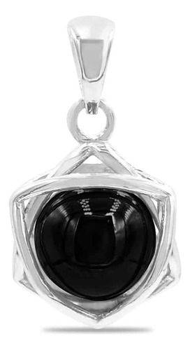 Dije De Estrella De Seis Puntas De Plata Con Esfera Shungita Color Negro