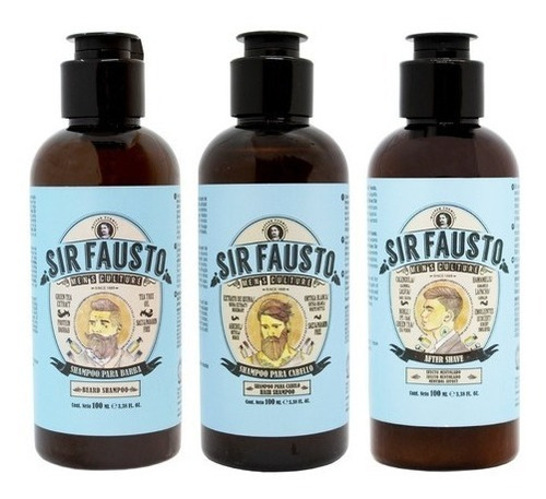 Sir Fausto Kit Shampoo Barba + Cabello + After Shave Viaje