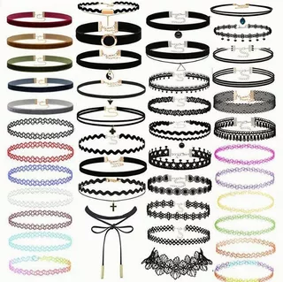 43pz Gargantilla De Collares Accesorios, Encaje Negro Choker