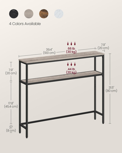 Mesa Consola De 2 Niveles Moderna Con 2 Estantes Gris