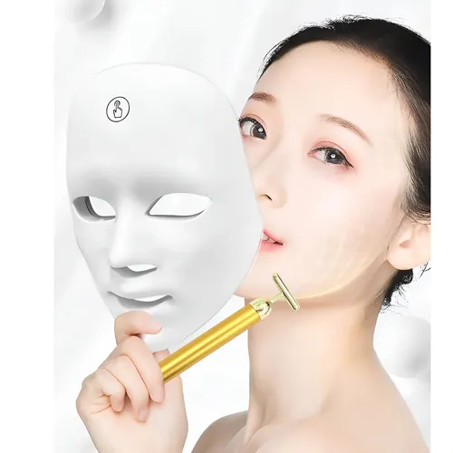 Máscara Led Tratamento Facial Fototerapia Estética 7 Cores RPC LE...