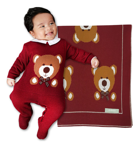 Conjunto Recem Nascido Ted Tam P Até 3 Meses Tecido Jacquard