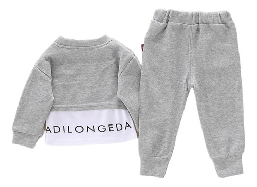 Conjunto Niño Sudadera Con Efecto De Doble Capa Y Pantalones Gris 2-3 Años