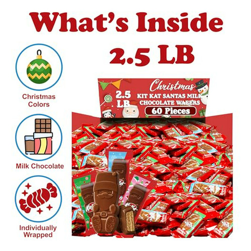 Kitkat Santa Chocolate 60 Unidades - Dulces Navideños