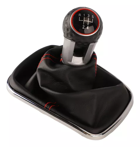 Botão de câmbio manual de carro preto 5 velocidades alavanca de câmbio  couro universal