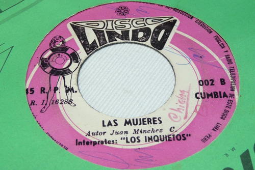 Jch- Los Inquietos Las Mujeres Cumbia 45 Rpm