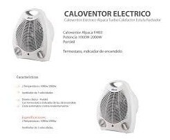 Imagen 3 de 5 de Caloventor Alpaca Fh03 1000w-2000w Portátil Termostato
