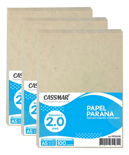 Papel Paraná Para Cartonagem A5 2,0mm 148x210mm 100 Un