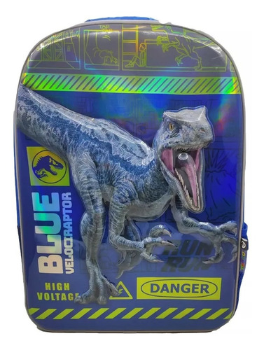 Mochila Infantil Jurassic World Dinosaurios 17 Pulgadas Color Azul Diseño de la tela Poliéster
