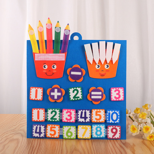 30 Cm; Tabla Azul De Fieltro Con Dibujos Animados Para Niños