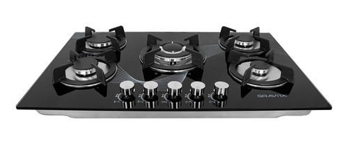 Parrilla A Gas De Cristal Templado 4 Quemadores Gravita Color Negro Gb6006gb-ci
