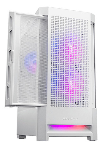 Gabinete Cougar Duoface Rgb Blanco Panel Malla Y Cristal