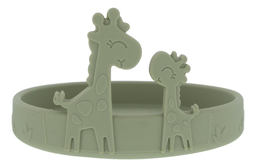 Plato Redondo Nuby Silicona 100% Sin Bpa, Jirafa Verde