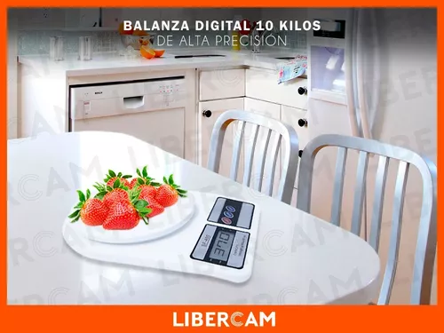 Balanza de Alimentos Libercam LBAL-80 Digital 1gr A 10kg Cocina Alta  Precision Color Blanco