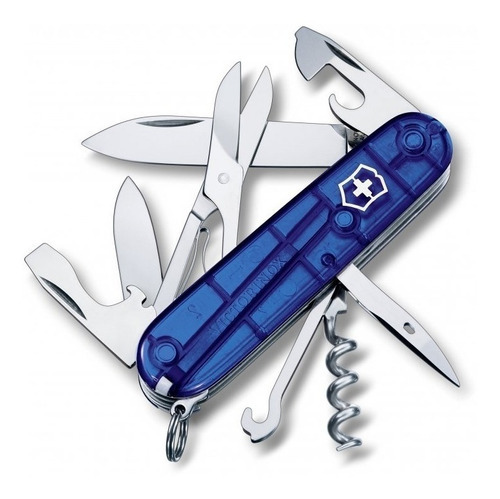 Cuchillo suizo Victorinox Climber Translucent Blue de 14 funciones, color azul translúcido