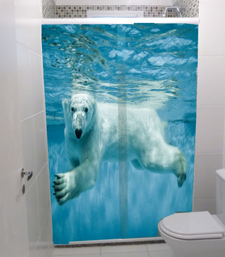 Adesivo Decor Box Pelicula Segurança Banheiro Urso Polar 3d
