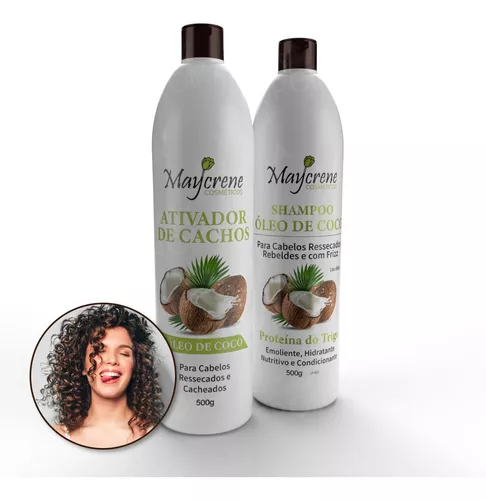 Kit 3 Shampoo Para Cabelo Cacheados Óleo Coco 500ml Maycrene