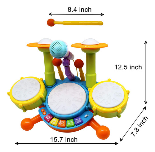 Juego De Batería Musical Niños Pequeños Rojo Navidad 12