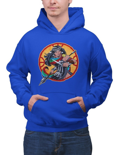 Poleron Unisex Mapuche Janequeo Comic Cultura Estampado Algodon