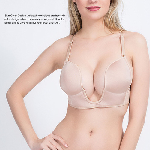 Brasier Bra Push Invisible Respirable Escote Profundo Tipo U