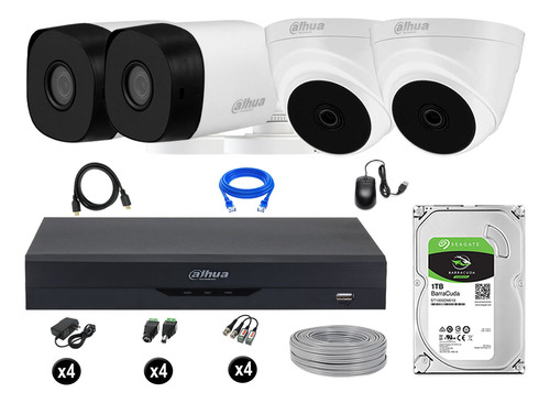 Cámaras Seguridad Dahua Kit 4 5mp + Disco 1tb Completo Hdmi