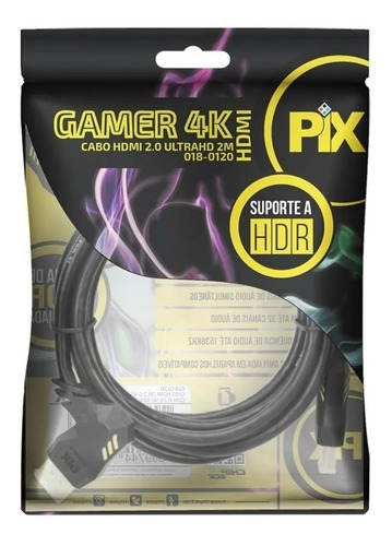 Cabo Hdmi 2.0 Gamer 3m Plugue 90º 4k Pix Playstation/xbox/pc