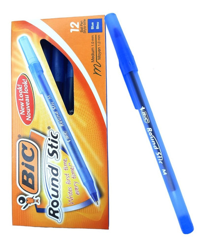 Imagen 1 de 7 de Lapicera Bolígrafo Bic Rondo Round Stic Azul Caja X12