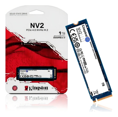 Ssd M.2 Nvme Pcie Gen 4.0 Interno Kingston Nv2 1tb M.2 2280 Snv2s/1000g Velocidade De Leitura Até 3500mb/s E Gravação 2800mb/s Interno Cor Celeste