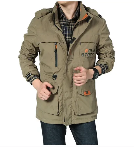 Chamarra Gabardina Impermeable Desmontable Para Hombre Cuotas