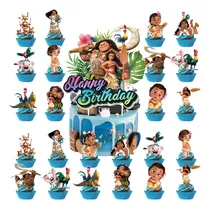 Comprar Kit Fiesta Cumpleaños Moana Letrero Cupcake Toppers