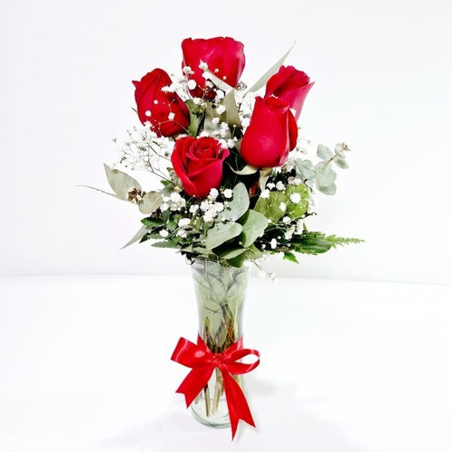 Arreglo Con Rosas Rojas En Florero Flores En Leon Gto