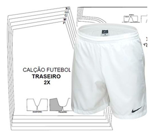 Modelagem Moldes Digitais Short Calção Futebol Masculino